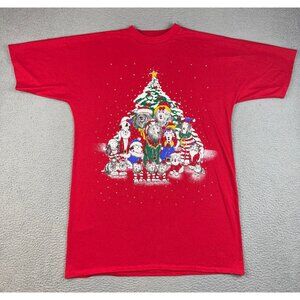 VTG Christmas Shirt Extra Large Tall Dogs Christmas Tree Single Stitch Holiday